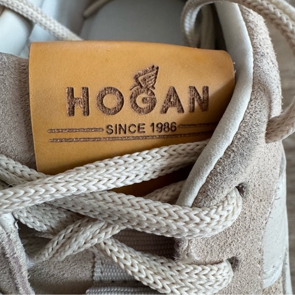 Hogan H641 Women's Suede Sneakers Shoes Size 38 Beige Memory Foam Wedge Italy - Picture 5 of 13